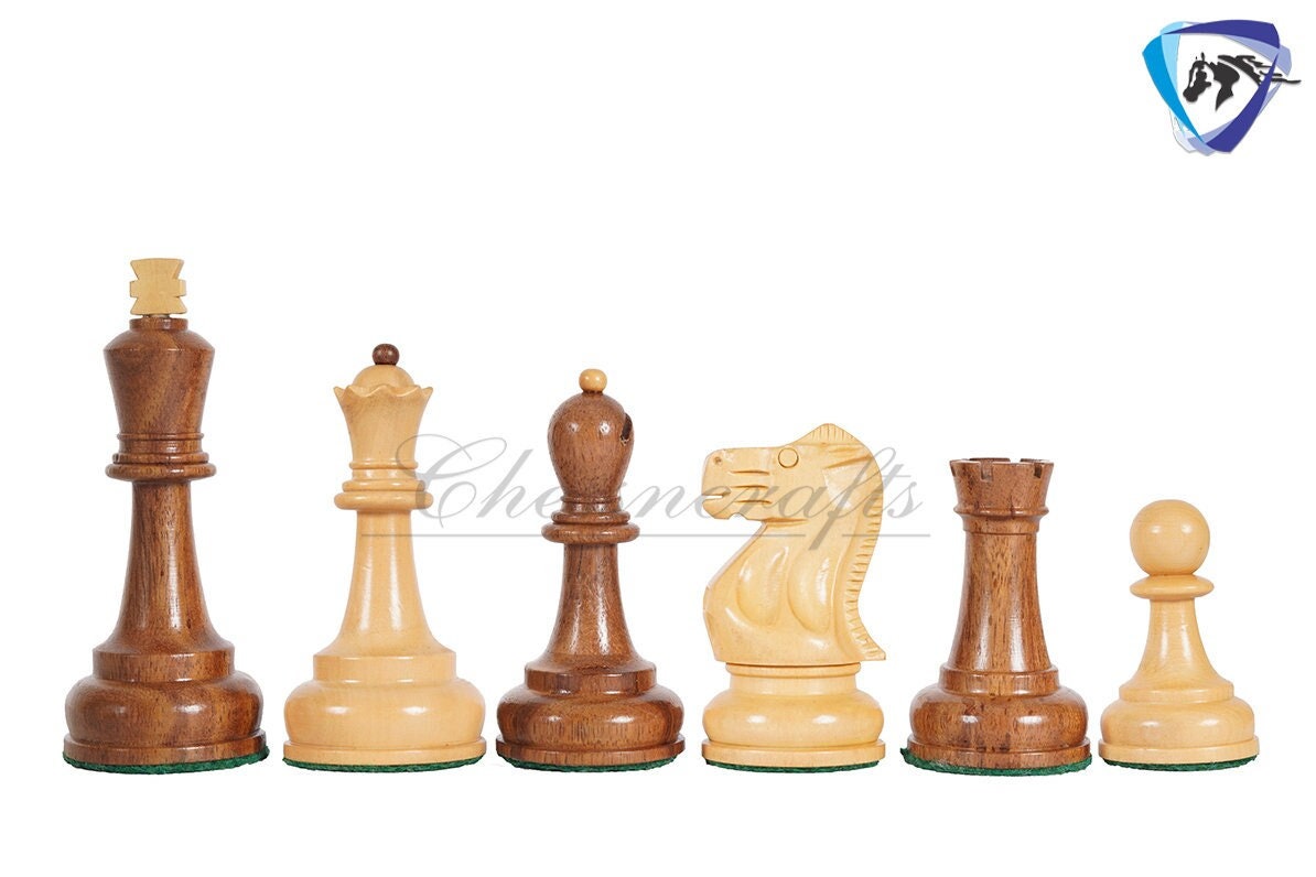 COMBO 3.75" Chess Pieces Set Soviet Grandmaster Supreme  Golden Rosewood & Boxwood + 19"(51mm) Golden Rosewood Chess Board - Chess Board Set
