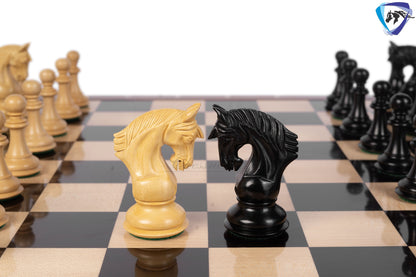 4.5" Staunton Ebony wood Chess pieces Set- CONTEMPORARY series + 23" Ebonywood chess board(60mm) with notations + Leatherette storage box
