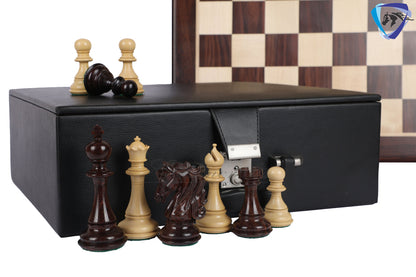 4.5" Luxury Staunton Rosewood Chess pieces Set- SPARTAN series + 21" Rosewood chess board(55MM) + Leatherette storage box for chess men