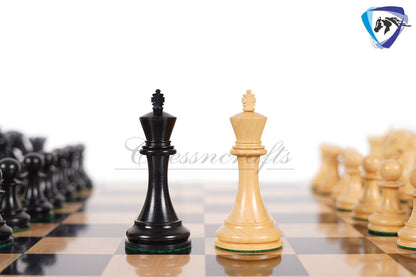 3.75" Sinquefield Ebonywood Chess Pieces Staunton Chess Pieces Set - St. Louis Series + 21" Ebonywood chess board + Leatherette storage box