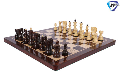 COMBO of 3.9" Russian Zagreb Chess Pieces Set in Rosewood & Boxwood Weighted 4Q + 19" Rosewood Chess Board SQ: 51mm+ Leatherette Storage Box