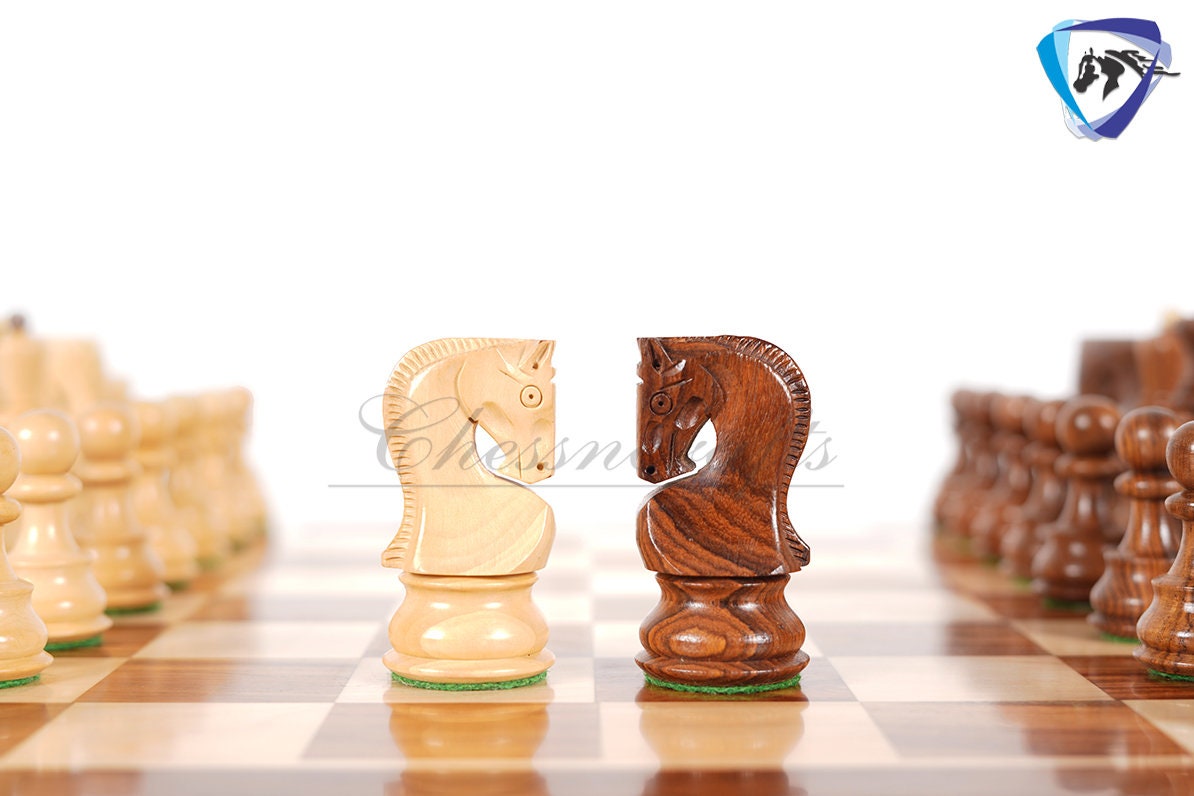 4" Russian Zagreb Chess Pieces Set in Golden Rosewood (Sheesham) / Ebonized Boxwood(black) & Boxwood Weighted  2 Extra Queens Reproduced