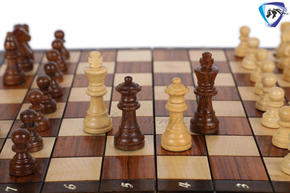 12" Folding wooden chess Magnetic Travel Chess Bord set with Extra Queens-Notations with storage bag | Antique look | BLACKFRIDAY SALE