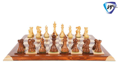 4.1" Staunton Chess Pieces Set Golden Rosewood(sheesham) ENGLISH CLUB series + 21" Golden Rosewood Chess board STEP Design + Storage Box