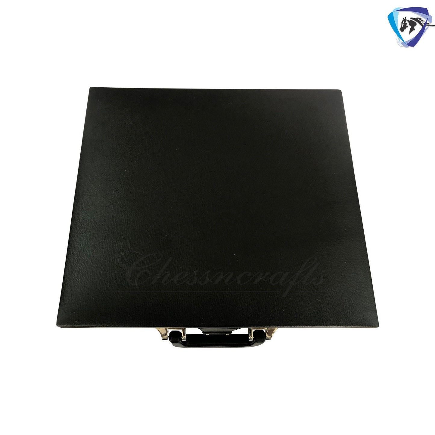 Leatherette Coffer Storage box for Chess Pieces of king Height: 4.0" to 4.5"- 2 Trays, Velvet lining & Lock w/ handle.