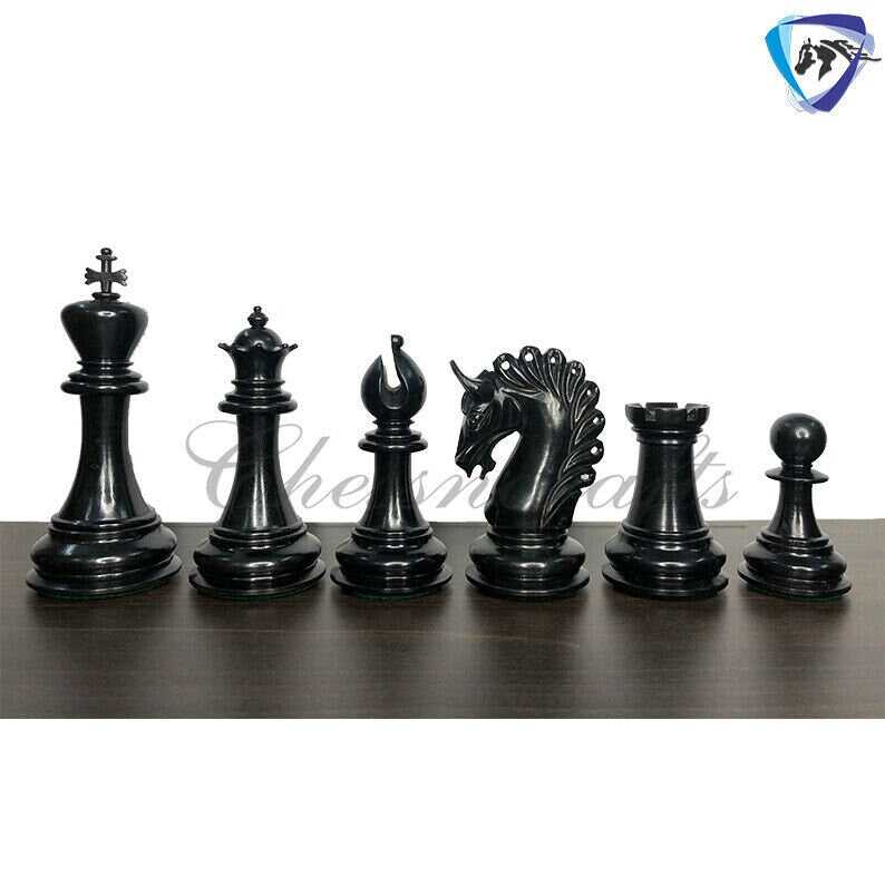 4.5" Luxury Staunton Ebonywood Chess pieces Set- ARTHUR SERIES Triple Weighted 2 Extra queens- 4Q