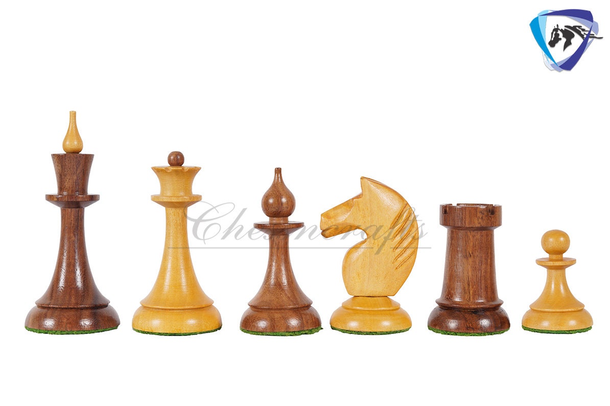 Soviet(Russian) Latvian Chess Pieces Set-1950 in Golden Rosewood Reproduction chess pieces + 21" Drueke Chess Board Sheeshamwood