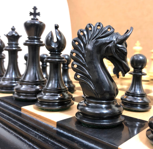 4.5" Luxury Staunton Ebonywood Chess pieces Set- ARTHUR SERIES Triple Weighted 2 Extra queens- 4Q
