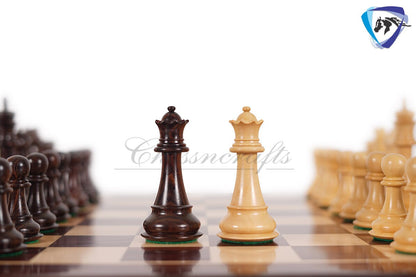 4.5" Rosewood staunton chess pieces set BRIDLE SERIES Weighted w/ extra queens.