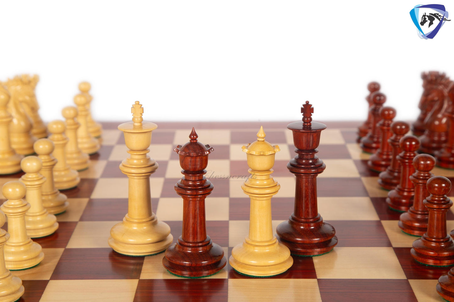 4.5" Luxury Staunton Bud Rosewood Chess pieces Set - STALLION VER 2.0 + 23" Bud rosewood chess board (SQ: 60mm) + Leatherette Storage box