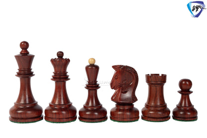 1950 Fischer Dubrovnik Bud Rosewood chess pieces set King-3.8" + 21" Bud Rosewood chess board(Sq: 55mm) + Leather Storage box-Luxury