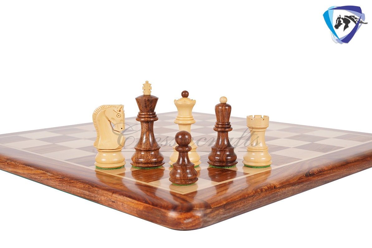 4" Russian Zagreb Chess Pieces Set in Golden Rosewood (Sheesham) / Ebonized Boxwood(black) & Boxwood Weighted  2 Extra Queens Reproduced