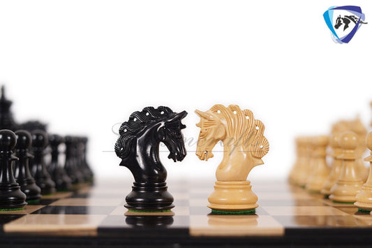 4.2" Luxury Staunton Chess Pieces Set in Ebonywood(natural black) & Boxwood- MAYFAIR Triple Weighted w/ 2 Extra queens- 4Q