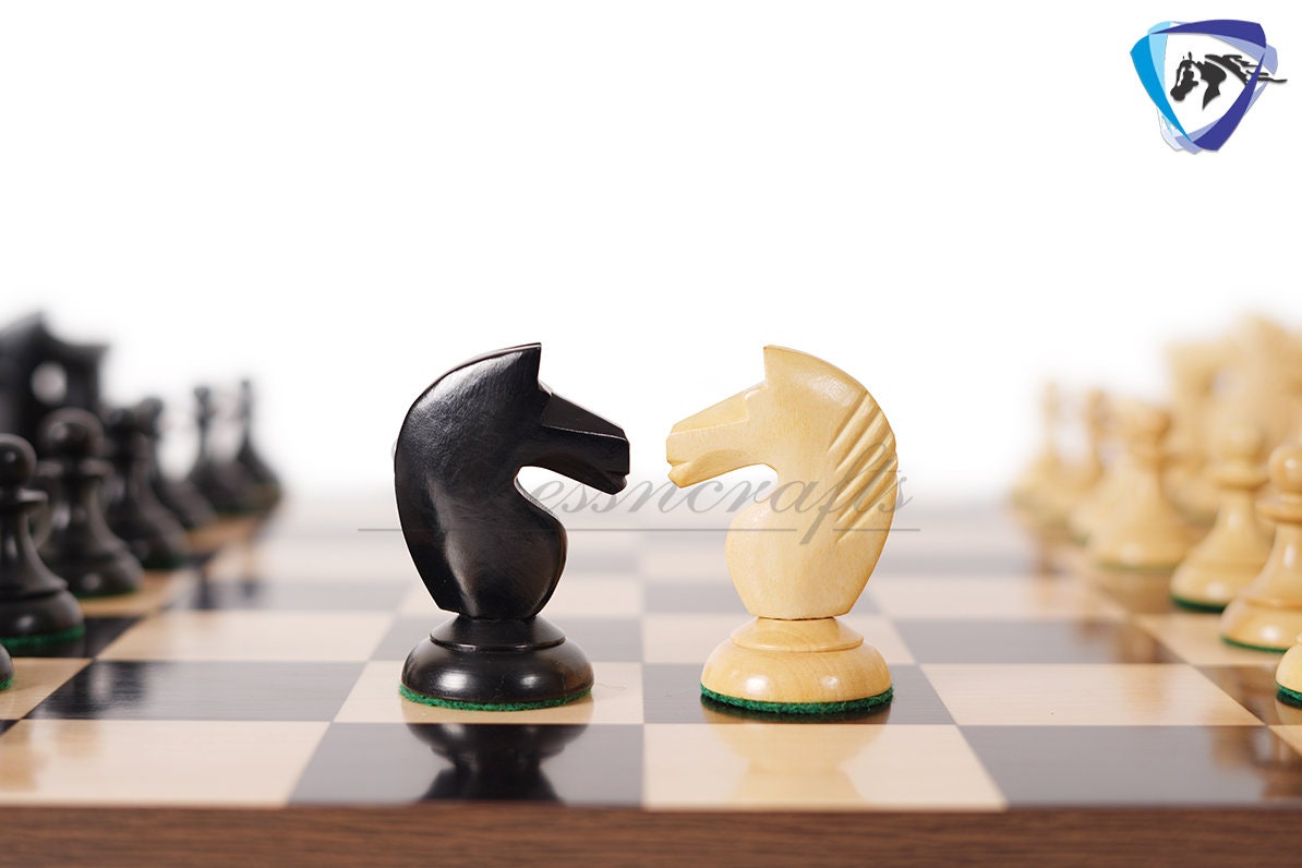 COMBO of 1950 Soviet(Russian) Latvian Chess Pieces Set in Ebonised boxwood With 60mm(19") Ebonywood Borderless Chess board