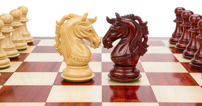 COMBO of 4.5" Luxury Staunton Bud Rosewood & Boxwood Chess pieces Set- Alexander Series - Triple Weighted  + 21" Bud Rosewood Chess board.