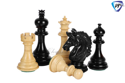 4.5" Luxury Staunton Ebonywood Chess pieces Set- Alexander series-Triple Weighted + 21"/ 23" Ebonywood Chess Board-STEP DESIGN + Storage Box