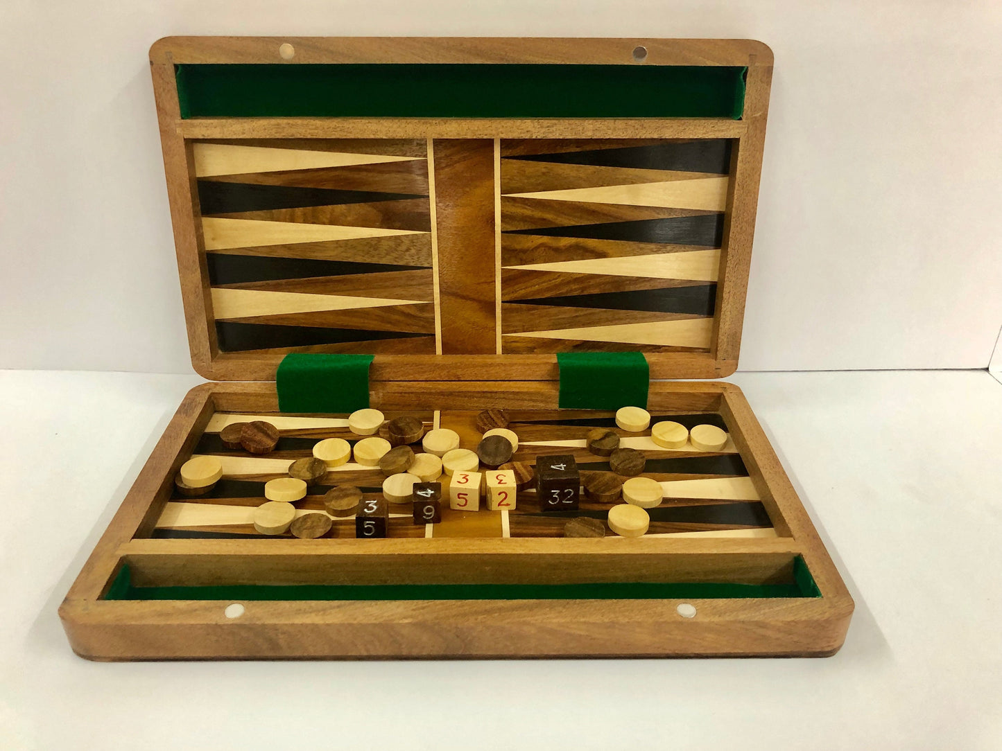 Backgammon Set board game in Sheesham and Box wood with Board,Dice & Stones - 12" Magnetic lock