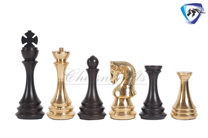 4.4" Brass Russian Zagreb (Leningrad) chess pieces set Antique & GOLD polish / 19" Rosewood(Dark Grain) Chess board Combo- Gift For Him