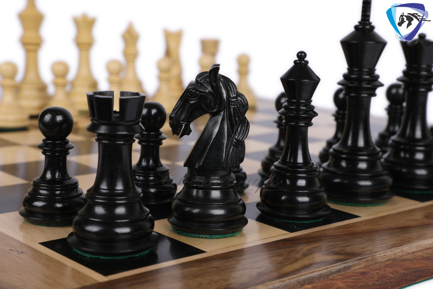 4.5" Luxury Staunton Ebonywood & Boxwood Chess pieces Set- COLUMBIAN Luxury- Triple Weighted 2 Extra queens- 4Q