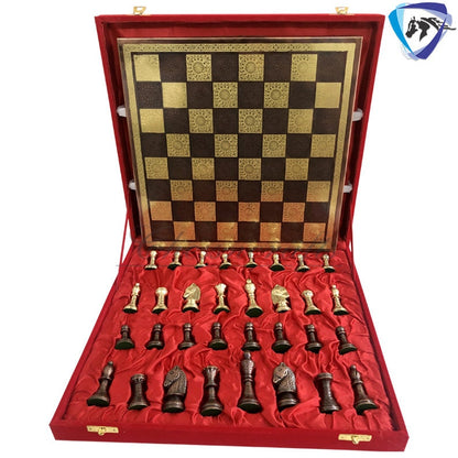 Solid Brass carving classic Chess set- 100% brass Slim chess men hand carved with velvet storage box