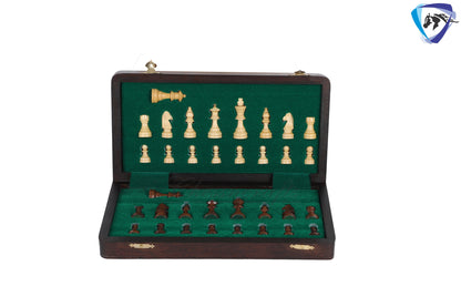 12" Folding wooden chess Magnetic Travel Chess Bord set with Extra Queens-Notations with storage bag | Antique look | BLACKFRIDAY SALE