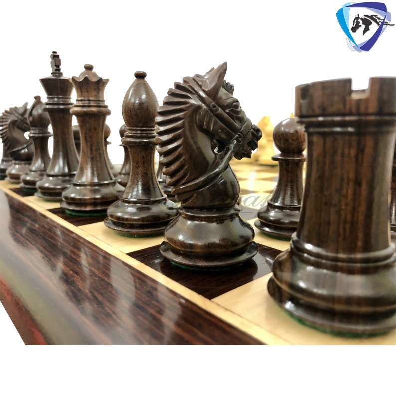 Chess Set COMBO of 4.1" Staunton Rose wood Chess Pieces EXCALIBUR Weighted with 19" Rosewood Chess board  2 Extra queens