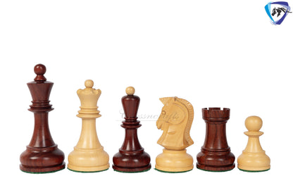 1950 Fischer Dubrovnik Bud Rosewood chess pieces set King-3.8" + 21" Bud Rosewood chess board(Sq: 55mm) + Leather Storage box-Luxury