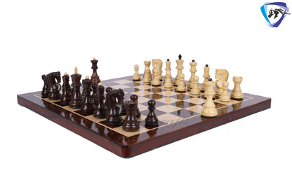 COMBO of 3.9" Russian Zagreb Chess Pieces Set in Rosewood & Boxwood Weighted 4Q + 19" Rosewood Chess Board SQ: 51mm+ Leatherette Storage Box