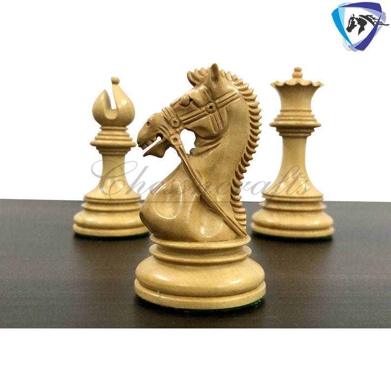 4.4" Luxury Staunton Bud Rosewood Chess pieces Set-ANDERSON Bridled Knight Luxury- Triple Weighted 2 Extra queens- 4Q