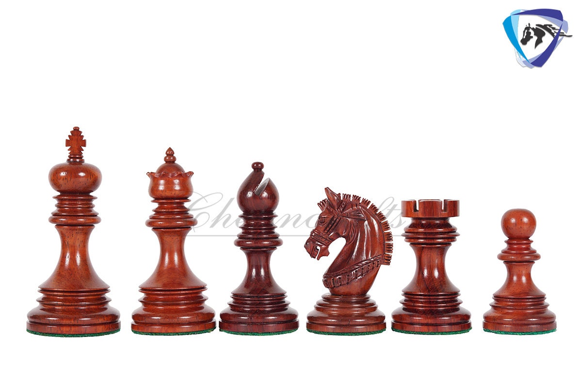 4.1" Luxury Staunton Chess Pieces Set in  Bud Rosewood(Padauk) & Boxwood- ARMOURED Triple Weighted w/ 2 Extra queens- 4Q