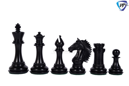4.5" Ebonywood Staunton Chess pieces Set- CAVALIER Series + 23" Ebony wood Chess Board(sq-60mm) + Leather Storage Box