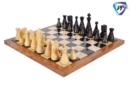 Chess Board Set Russian Soviet Reproduced Classic Chess pieces 4" in Ebonized boxwood + 16" Ebonywood Chess Board Set