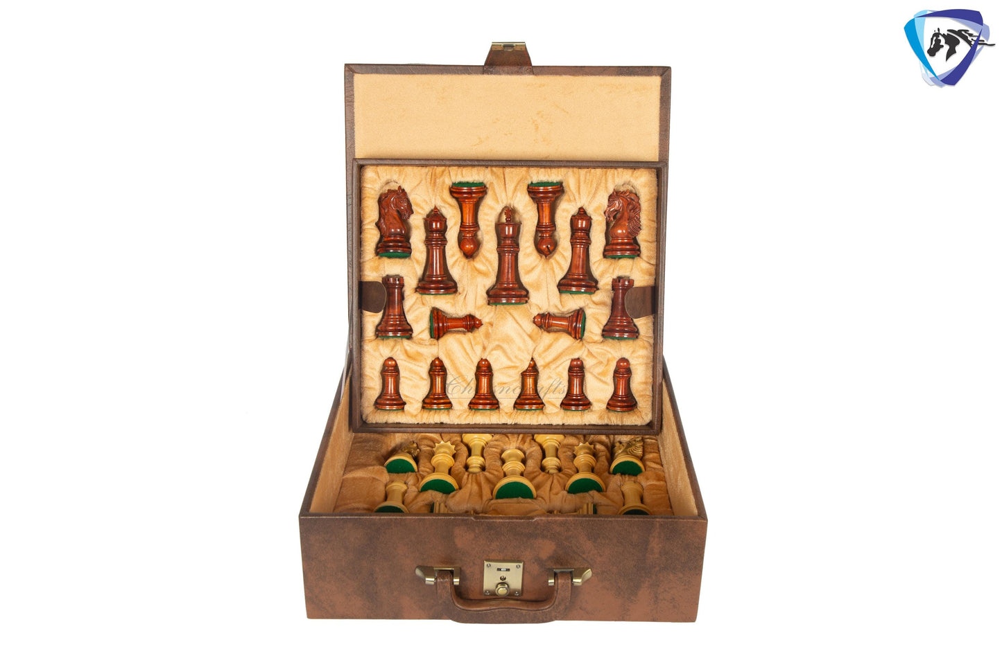 4.5" Luxury Staunton Bud Rosewood Chess pieces Set - STALLION VER 2.0 + 23" Bud rosewood chess board (SQ: 60mm) + Leatherette Storage box