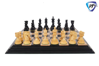 4.4" Staunton Ebony wood & Boxwood Luxury Chess pieces Set- KENNEDY-JFK - Triple Weighted 2 Extra queens