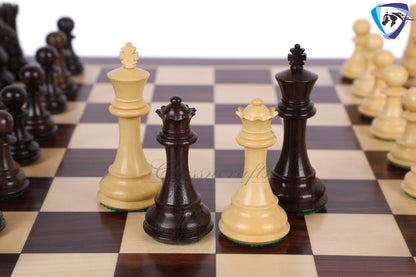 4.2" Rosewood Staunton Chess Pieces Set-EXCALIBUR Weighted + 21" Rosewood Chess Board + Leather chess Storage Box