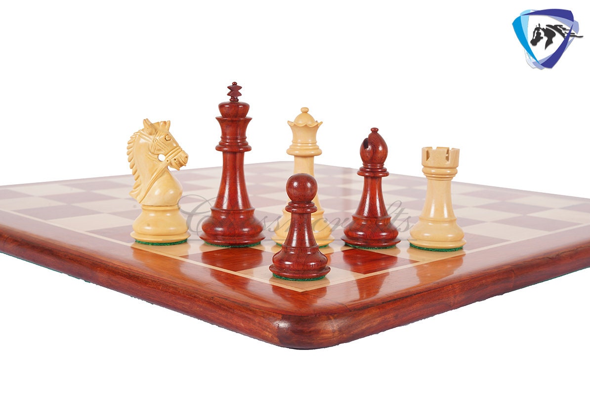 4.5" Bud Rosewood staunton chess pieces set BRIDLE SERIES Weighted w/ extra queens.