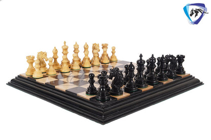 4.4" Staunton Ebony wood & Boxwood Luxury Chess pieces Set- KENNEDY-JFK - Triple Weighted 2 Extra queens