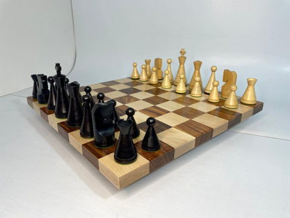19th Century Russian Soviet Reproduced classic series Chess pieces 4" in Ebonized boxwood/ 50MM Golden Rosewood Borderless Chess Board Combo