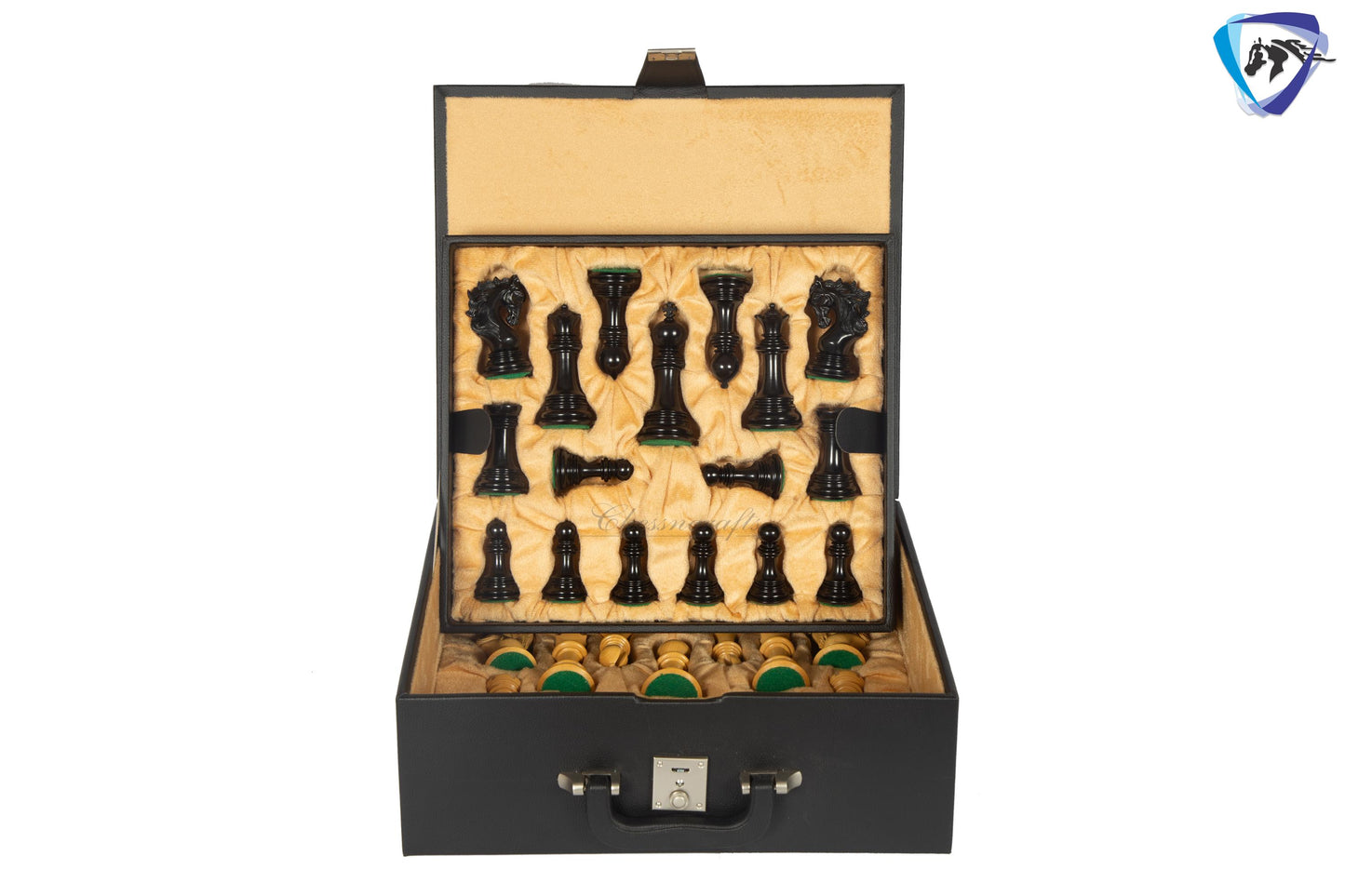4.5" Staunton Ebony wood Chess pieces Set- BENEVENTO - Triple Weighted + 23" Ebony wood Chess Board(SQ:60mm)  + Leatherette storage Box.