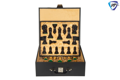 4.5" Staunton Ebony wood Chess pieces Set- BENEVENTO - Triple Weighted + 23" Ebony wood Chess Board(SQ:60mm)  + Leatherette storage Box.