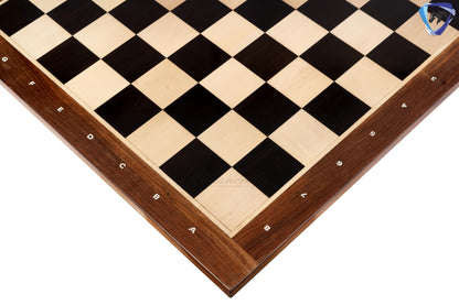 23" Ebony wood Chess board with Golden Rosewood Border & notations - Handcrafted big size chess board inlaid squares 60mm