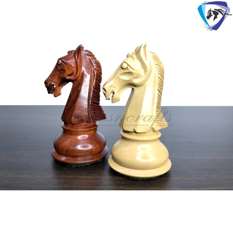 4.2" The Contemporary Staunton Bud Rosewood & Boxwood Chess pieces Set- Triple Weighted 2 Extra queens- 4Q