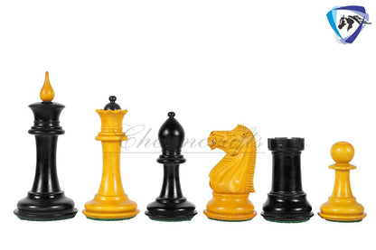 4.5" Ebonywood Chess Pieces set with Antiqued Boxwood 1940 Soviet Reproduced Club Chess pieces Triple weighted- Vintage Chess set-Chess Gift