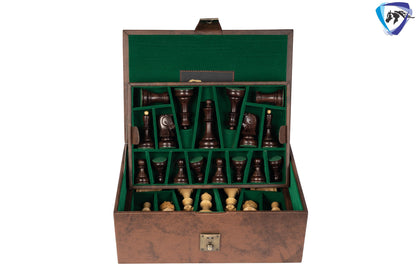 1950 Fischer Dubrovnik Rosewood chess pieces set King-3.8" + 21" Rosewood chess board + Leather Storage box-Luxury