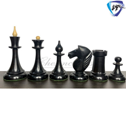 4.1" 1950 Soviet(Russian) Latvian Chess Pieces Set in Ebonized Boxwood-Reproduction chess pieces + 55mm SQ Ebonywood Borderless chess board