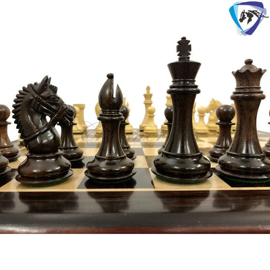 Chess Set COMBO of 4.1" Staunton Rose wood Chess Pieces EXCALIBUR Weighted with 19" Rosewood Chess board  2 Extra queens