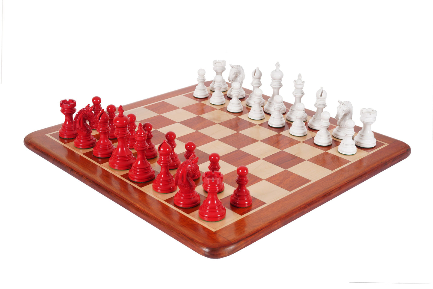 4.1" Luxury Staunton Chess Pieces Set in Painted Boxwood- ARMOURED Triple Weighted w/ 2 Extra queens- 4Q