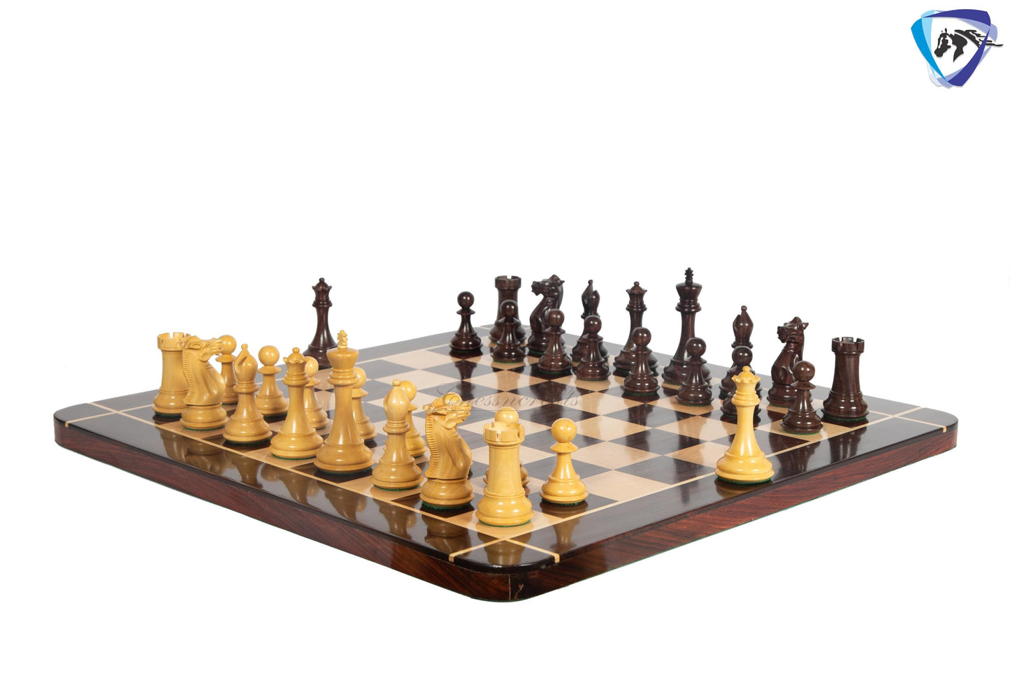 4" Sleek Staunton Chess pieces Set - Rosewood Chess Pieces Triple weighted - 21" Rosewood Chess Board(55mm) + Leather Storage Box COMBO