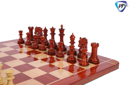 4.5" Luxury Staunton Bud Rosewood Chess pieces Set - STALLION SERIES + 23" Bud rosewood chess board (SQ: 60mm) + Leatherette Storage box