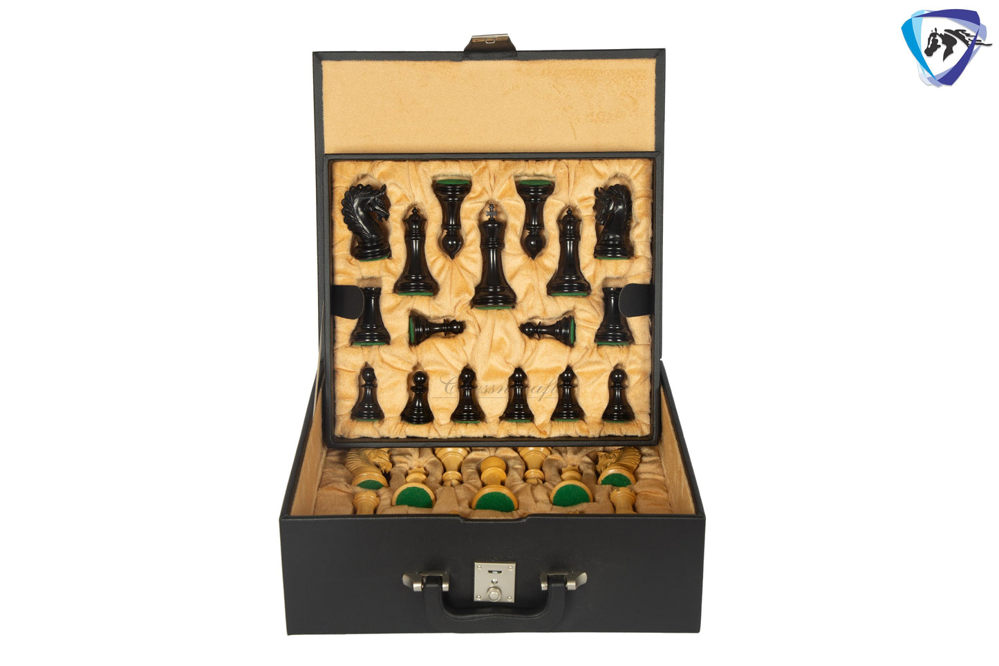4.5" Ebony wood Luxury Staunton Chess Pieces Set ARTHUR series- Triple weighted + 23" Ebony wood chess Board(Sq: 60mm) + Leather Storage box